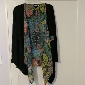 Like new! Desigual lightwt cardigan in Black/multi